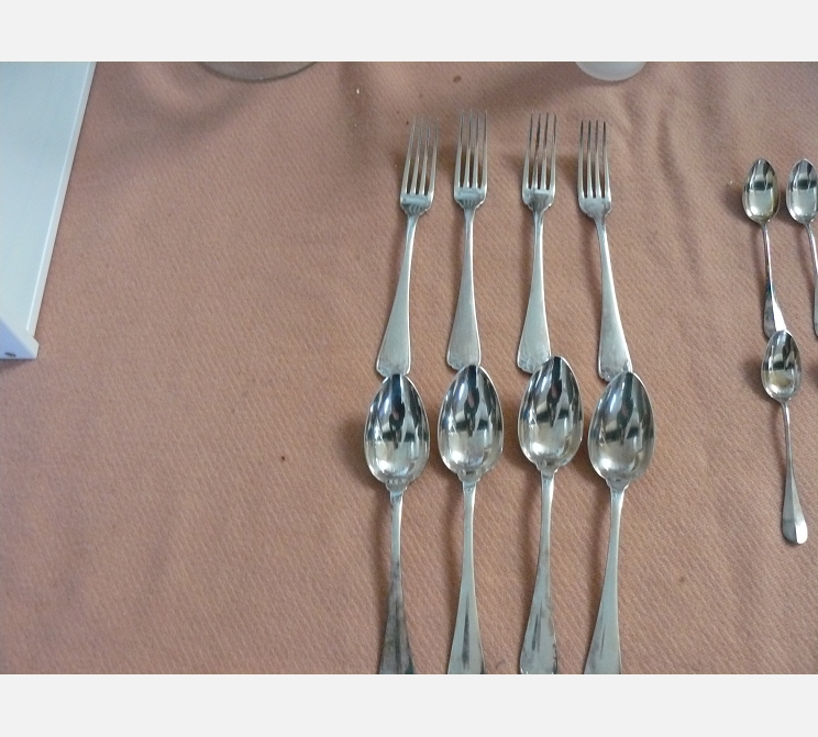 Lot de 4+4 couverts ||en argent, CHRISTOFLE||579g