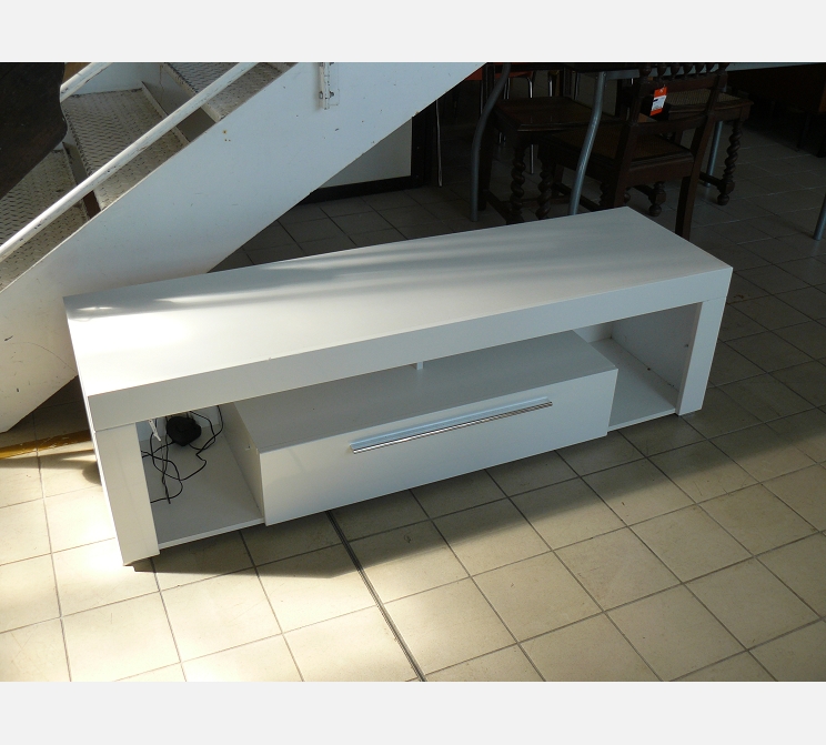 Meuble TV mélaminé blanc||avec led