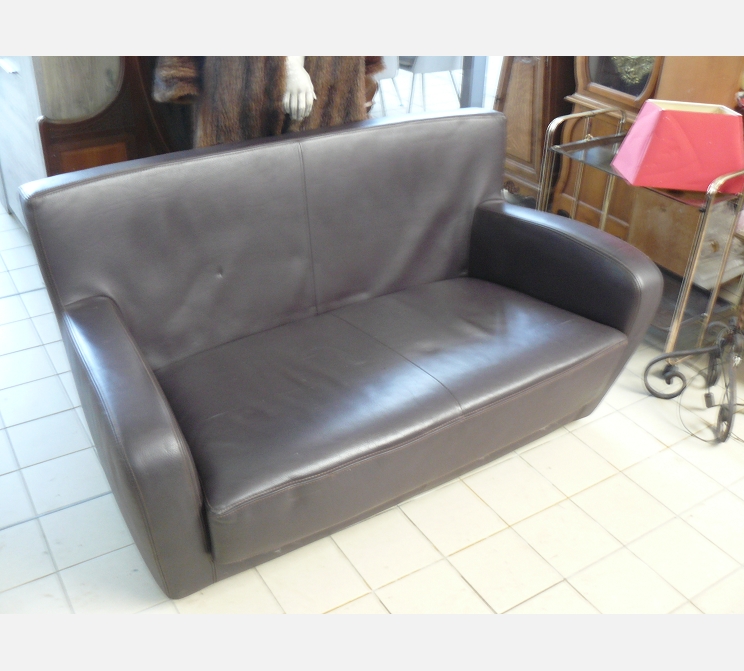 Canapé + fauteuil||cuir marron