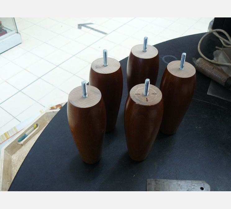 Lot de 5 pieds bois||pour sommier tapissier ||