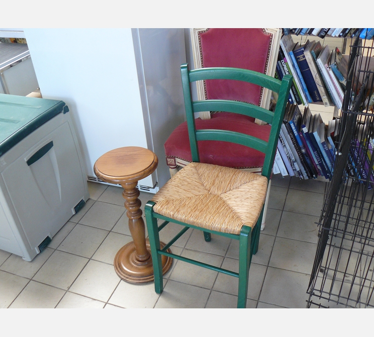 Chaise paillée ||verte