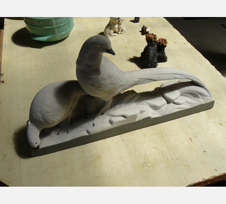 Sculpture en céramique||couple de faisans