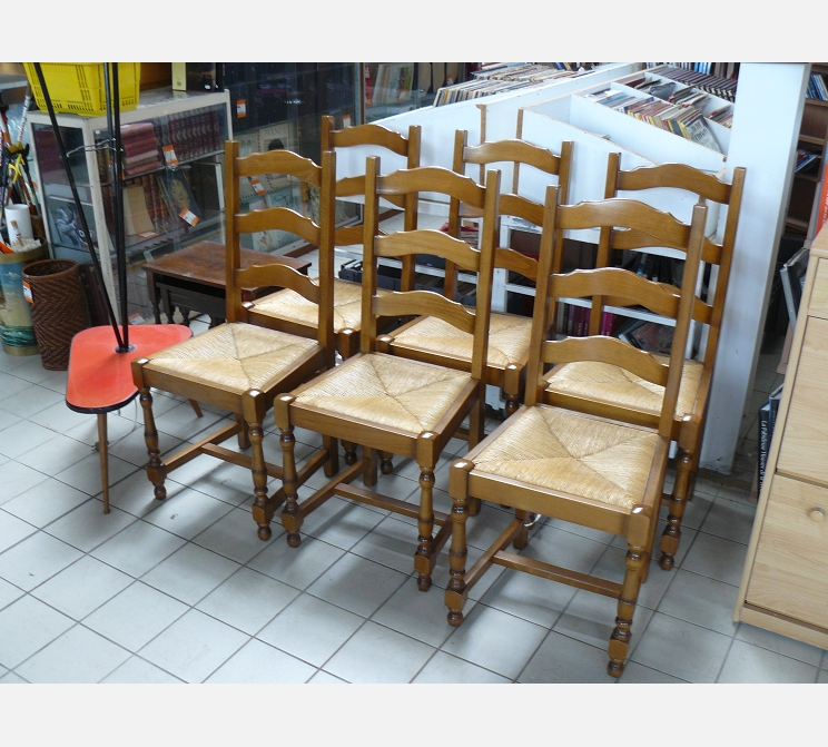 Lot de 6 chaises paillées