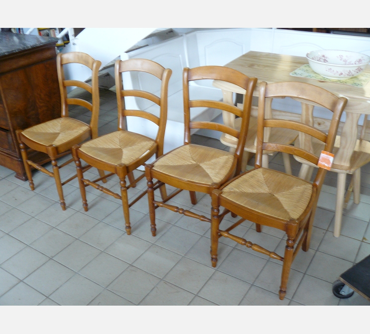 Lot de 4 chaises paillées