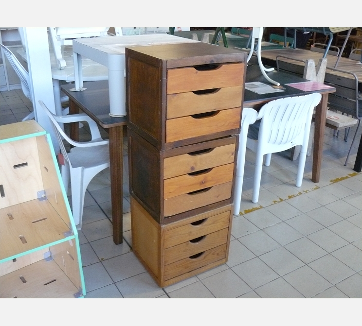 Bloc 3 tiroirs||en pin