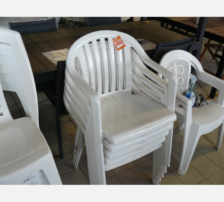 Lot de 5 fauteuils||de jardin, PVC blanc