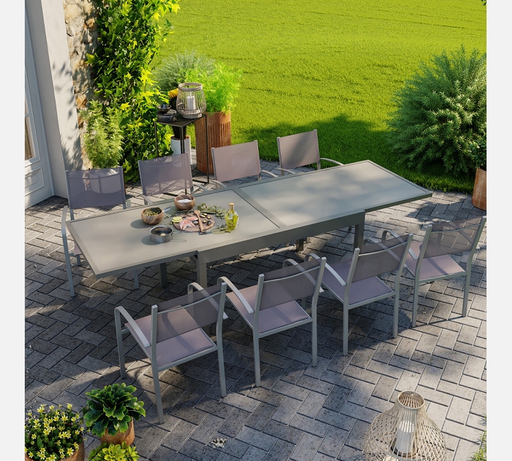 Table de jardin + 8 fauteuils AVR77803-HJ||NEUF (retour internet)