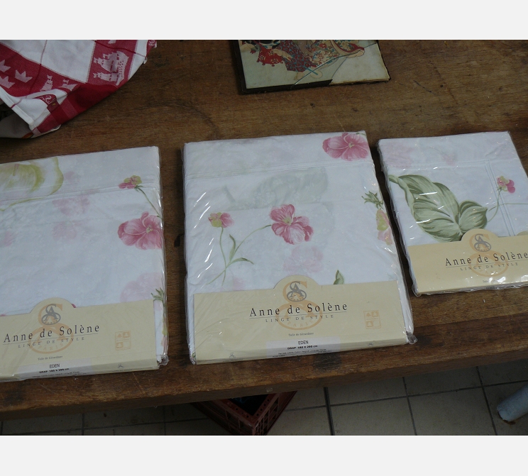 Parure de draps DE SOLENE||2 draps 180x290 cm||+ taie 65x65 cm  NEUVE