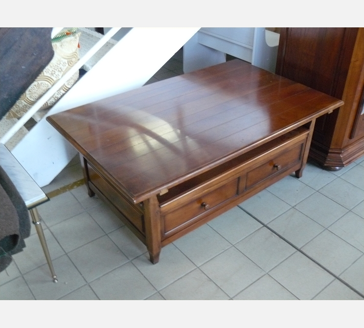 Table basse merisier||avec tiroir