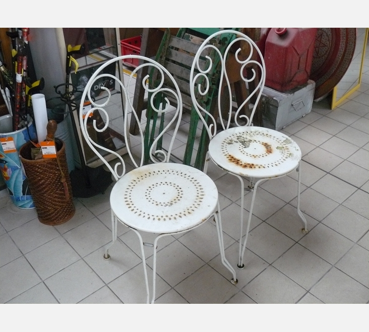 Paire de chaises ||de jardin, métal blanc