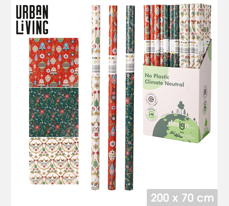 PAPIER CADEAU NOEL DECOR 'RETRACING ROOTS' 200X70CM||