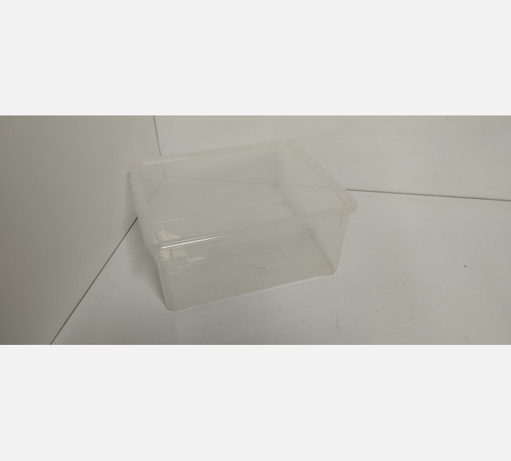 Caisse en plastique transparent avec couvercle